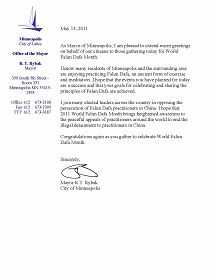 明尼阿波利斯市市长的贺信