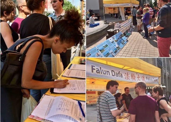 Image for article Belgium: Practitioners in Antwerp Expose the Persecution of Falun Gong